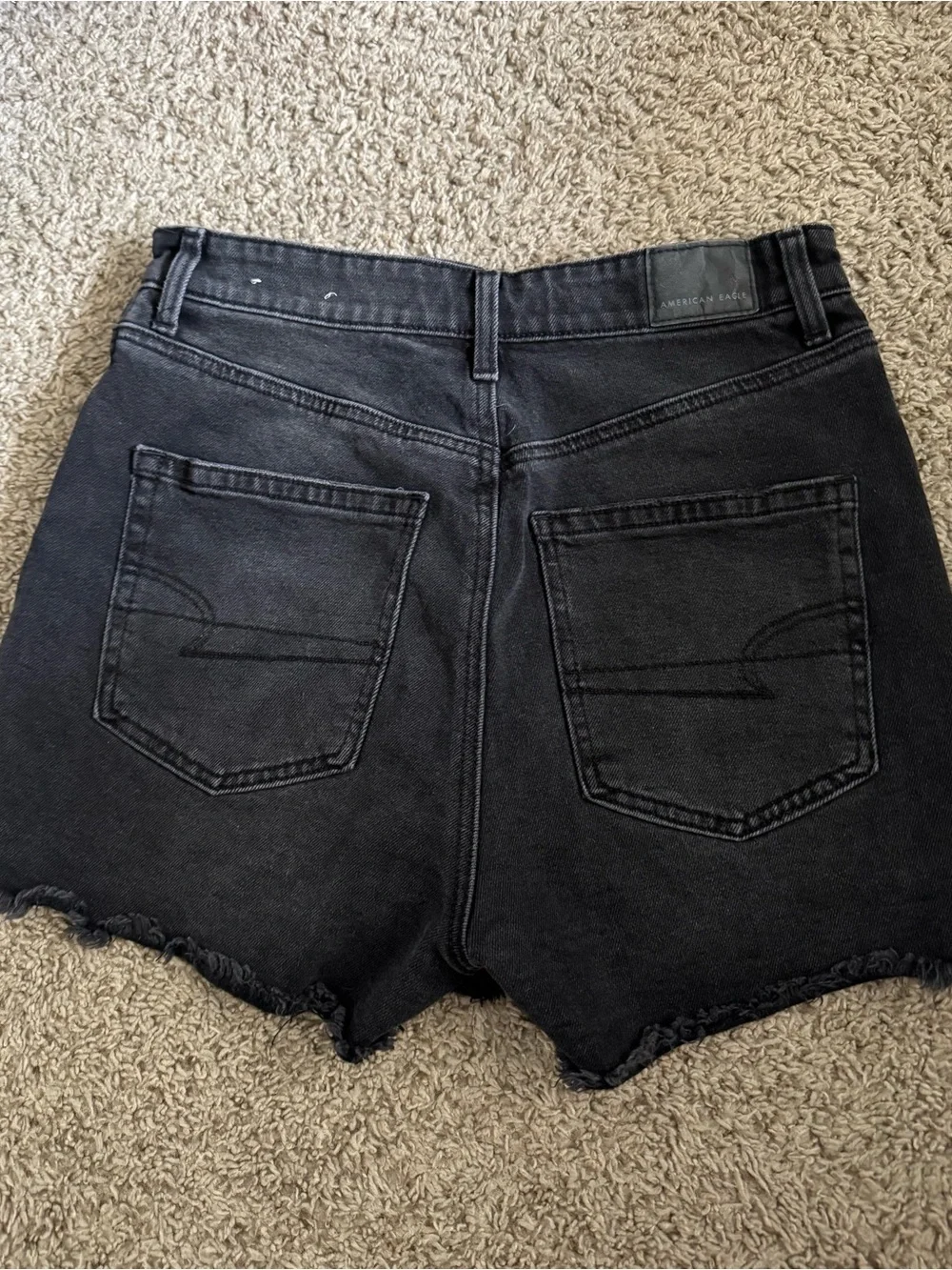 American Eagle Outfitters Stretch Black High Rise Shorts Denim Cutoff Size 4